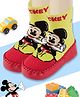 Yellow Bee Disney Mickey Mouse Soft Leather Socks - Red