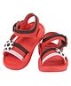Yellow Bee Football Applique Detailed Buckle Clip Closure Sandals - Red