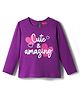 Babyhug 100% Cotton Knit Full Sleeves T-Shirt with Text Print - Violet