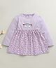 BUMZEE Cotton Knit Full Sleeves Frock With Bunny Print - Lavender