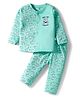 BUMZEE Cotton Knit Full Sleeves Night Suit With Animal Print - Mint