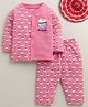 BUMZEE Cotton Knit Full Sleeves Night Suit With Ice Cream Print - Pink