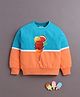 BUMZEE Cotton Knit Full Sleeves Cut & Sew Sweatshirt With Ice-Cream Print - Light Blue & Orange