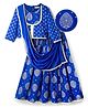 EARTHY TOUCH Single Jersey Knit Three Fourth Sleeves Choli Lehenga Set with Dupatta & Motif Foil Print - Blue