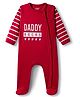 Babyhug Interlock Knit Full Sleeves Footed Sleepsuit With Text Print - Red