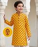 EARTHY TOUCH Single Jersey Knit Full Sleeves Kurta with Motif Print - Mustard Yellow