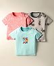 Kidi Wav Pack Of 3 Half Sleeves Jungle Theme Printed Tee - Multi Colour