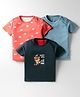 Kidi Wav Pack Of 3 Half Sleeves Baby Elephants Printed & Striped Tees - Multi Colour