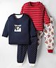 Kidi Wav Pack Of 2 Full Sleeves Fishing Teddy Printed & Striped Tees & Joggers Set - Multi Colour