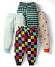 Kidi Wav Pack Of 4 Striped & Checked Pajamas - Multi Colour