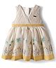 ORRIGANY Cotton Knit Sleeveless Frock With Floral Print - Gold