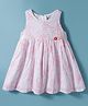 ORRIGANY Cotton Knit Sleeveless Frock With Floral Print & Applique - Red