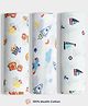 Orange Sugar 100% Cotton Muslin Pack of 3 Space & Sailor Printed Multipurpose Baby Swaddles - Multicolor