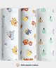 Orange Sugar 100% Cotton Muslin Pack of 3 Jungle & Balloon Printed Multipurpose Baby Swaddles - Multicolor