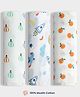 Orange Sugar 100% Cotton Muslin Pack of 3 Balloon & Space Printed Multipurpose Baby Swaddles - Multicolor