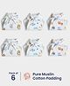 Orange Sugar 100% Cotton Muslin Pack of 6 Printed Nappies for 0-6 Months Babies - Multicolor