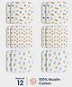 Orange Sugar 100% Cotton Muslin Pack of 12 Breakfast & Oranges Printed Multipurpose Wash Cloth - Multicolor
