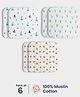 Orange Sugar 100% Cotton Muslin Pack of 6 Sailor & Balloon Printed Multipurpose Wash Cloth - Multicolor