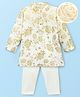 EARTHY TOUCH Single Jersey Knit Full Sleeves Kurta Pajama Set with Floral Foil Print - White