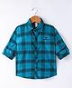 Dapper Dudes Full Sleeves Checked Shirt - Peacock Blue