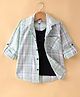 Dapper Dudes Full Sleeves Checked Shirt With Attached Tee - Green
