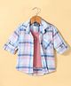 Dapper Dudes Full Sleeves Checked Shirt With Attached Tee - Sky Blue