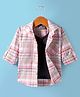 Dapper Dudes Full Sleeves Checked Shirt With Attached Tee - Peach