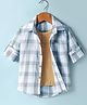 Dapper Dudes Full Sleeves Checked Shirt With Attached Tee - Grey