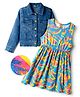 OLLINGTON ST. Stretchable Denim Full Sleeves Jacket & Cotton Inner Knit Dress - Multicolor & Blue
