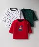 Kidi Wav Pack Of 3 Full Sleeves Polka Dots & Animals Printed Tee - Multi Colour