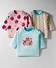 Kidi Wav Pack Of 3 Full Sleeves Typography & Grapes Printed Tee - Multi Colour