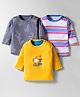 Kidi Wav Pack Of 3 Full Sleeves Striped & Animals Printed Tees - Multi Colour