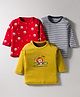 Kidi Wav Pack Of 3 Full Sleeves Striped & Baby Animals Printed Tees - Multi Colour