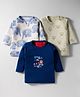 Kidi Wav Pack Of 3 Full Sleeves Animals & Car Printed Tee - Multi Colour