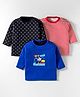 Kidi Wav Pack Of 3 Full Sleeves Striped & Polka Dots Printed Tees - Multi Colour