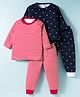 Kidi Wav Pack Of 2 Full Sleeves Striped & Polka Dots Printed Tees & Joggers Set - Multi Colour