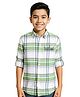 CAVIO Cotton Woven Full Sleeves Checked & Hello Text Printed Shirt - Green