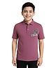 CAVIO Cotton Blend Woven Half Sleeves Repeating Text Printed Polo Tee - Pink