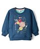 Olio Kids Fleece Knit Full Sleeves Sweatshirt With Floral Print - Navy Blue