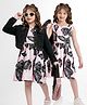 OLLINGTON ST. Stretchable Denim Full Sleeves Jacket & Cotton Inner Knit Dress with Leaf Print - Pink & Charcoal