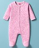 Babyhug Cotton Knit Full Sleeves Footed Sleepsuit With Stawberry Print - Pink