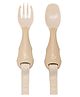 BiBaDo Handi Cutlery Set for Baby - Easy-Grip Spoon & Fork with Attachable Straps - Brown
