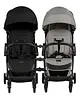 Leclerc Baby Twin Stroller Bundle -Influencer Air Black + Violet Grey with Twin Connector | Lightweight, Compact, Travel-Friendly