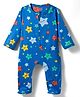 Babyhug Cotton Knit Full Sleeves Footed Sleepsuit With Star Print - Blue