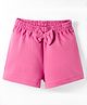 Kookie Kids India Looper Knit Above Knee Length Solid Colour Shorts With Bow Applique - Pink