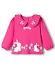 Babyhug 100 % Cotton Knit Full Sleeves Peter Pan Collar Top with Floral & Animal Print - Dark Pink