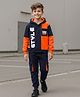 OLLINGTON ST. Cotton Color Block Full Sleeves Winter Wear Sweatshirt Hoodie & Knit Joggers Set - Navy & Rust Orange