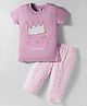 Tango Single Jersey Half Sleeves T-Shirt & Capri Set with Heart Print - Plum