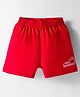 Kookie Kids Single Jersey Knit Comfort Fit Above Knee Length Shorts with Hello Sunshine Text Print - Red