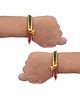 Akinos Kids Colour Blocked & Ghungroo Embellished Alloy Based Gold Plated Bangles - Gold